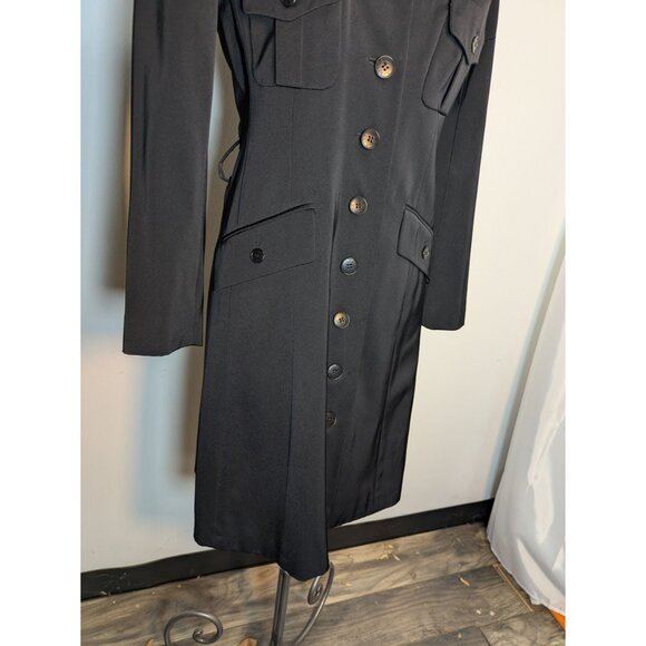 Vintage Eric Bergère Black Knee Length Coat Fall 2000 Runway, Size 8 - Picture 10 of 16